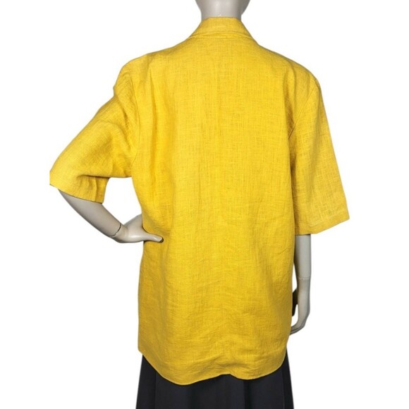Vintage 80s Elke Collection 100% Linen Marigold Half Sleeve Blazer Size 10 - Picture 6 of 8